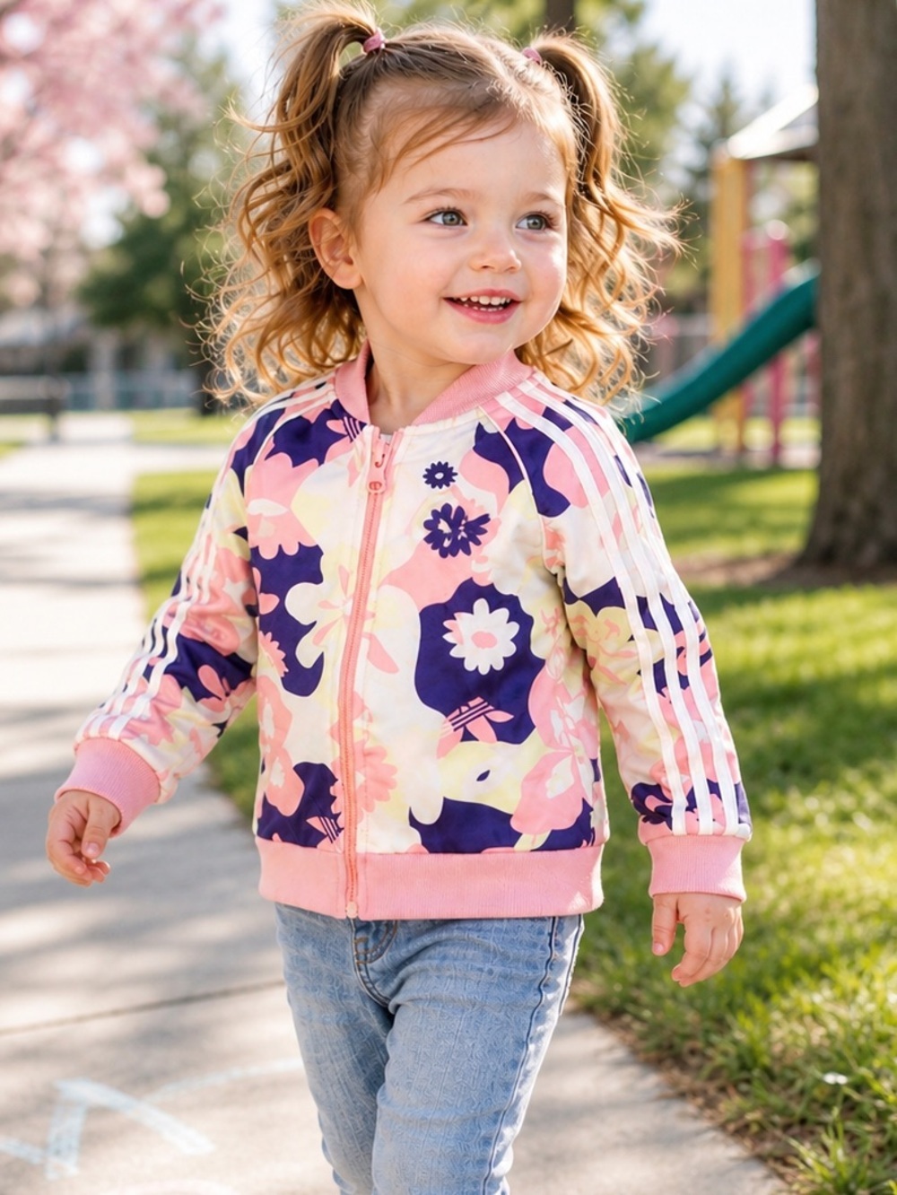Adidas Originals Kids Floral Track Jacket Pink | Size 4–5T (110)